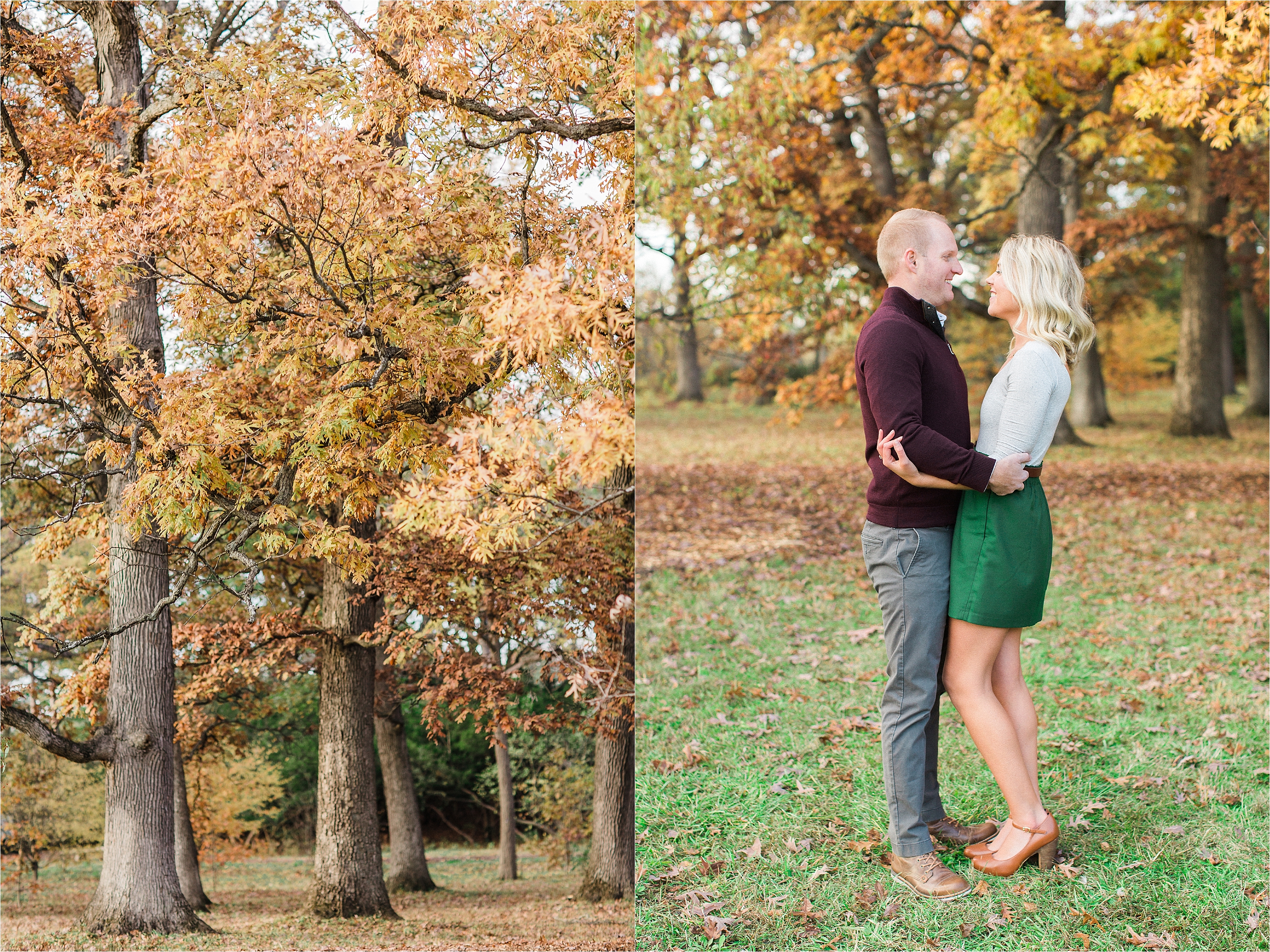 Morton Arboretum Engagement Photos in the Fall - One July Photography